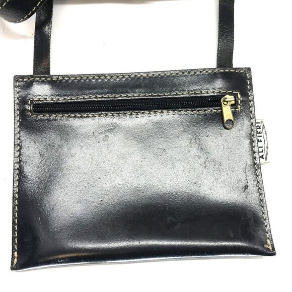 AliFieri Designer Black Leather Shoulder Bag 2 Strap Handles Handmade 11X13 - Picture 13 of 13